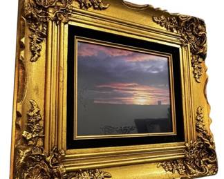 Beautiful Vintage Framed Sunset Print 