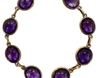 14K Amethyst Cabochon Bracelet 