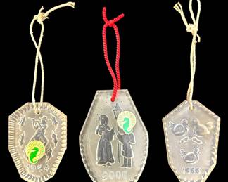 3 Waterford Crystal Christmas Ornaments 