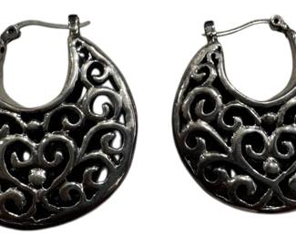 Vintage Sterling Silver Hoop Earrings 