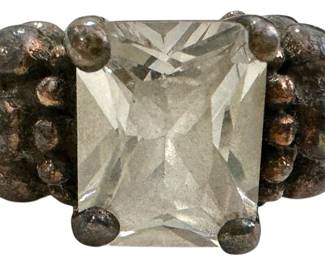 925 Silver Faceted Stone Ring 
