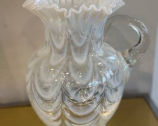 Vintage Fenton swirled  feather glass pitcher