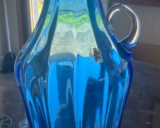 Blenko Hand Made 18” Blue pitcher/vase