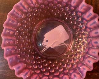 Fenton Cranberry Hobnail Dish