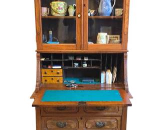 Vintage Eastlake Style Walnut Secretary Desk