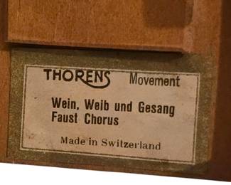 Vintage Thorens Movement, Made in Switzerland Cuckoo Clock