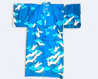 Vintage Kimono Crane Print Robe