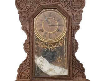 Antique Waterbury Oak Kitchen Clock