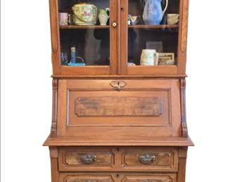 Vintage Eastlake Style Walnut Secretary Desk