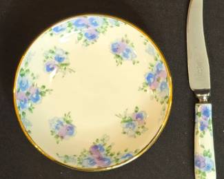 Vintage Staffordshire Bone China Saucer and Butter knife