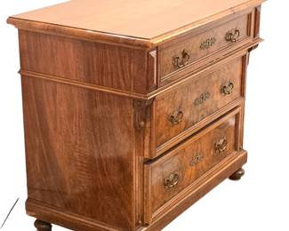 Antique 18th Century Burl Walnut Veneer 3 Drawer Chest