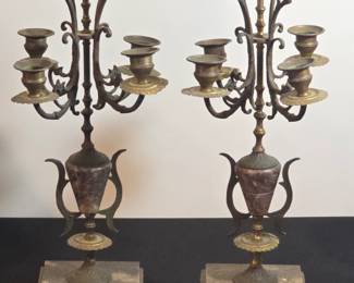 Antique French Candelabra with Marble Base