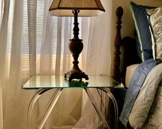There are two LUCITE Glass top End Tables