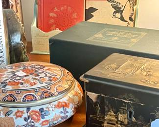 Asian decor in master bedroom.