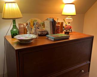 MCM dresser with Asian decor on top