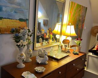 MCM long chest of drawers which matches the tall chest of drawers. Both are in front master bedroom. 