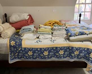 Linen and bedding in upstairs front bedroom.