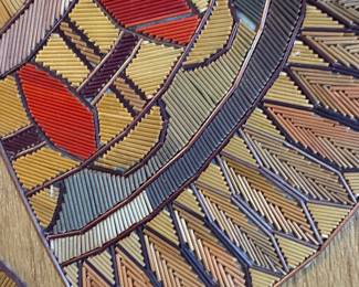 Closer view of the intricate wooden inlay