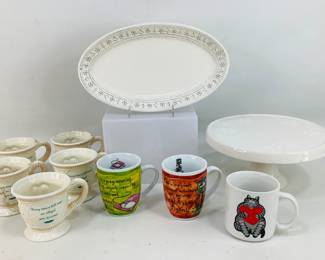 Holiday Mugs, cake stand & Serving platter