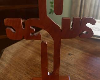 Vintage Hand-Crafted Jesus Cross, Signed
