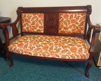 1 of 3 Piece Victorian Settee w Lions Heads