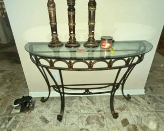IRON & GLASS ENTRY TABLE