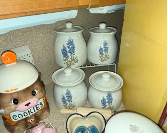 VINTAGE MCCOY COOKIE JAR & BLUEBONNET CANNISTERS