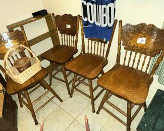 SET OF 4 PRESSBACK BAR STOOLS