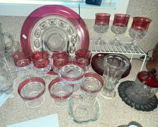 VINTAGE TIFFIN GLASS "KING'S CROWN RUBY" GLASSWARE