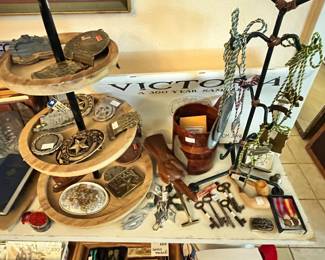 BELT BUCKLES, OLD KEYS & MORE