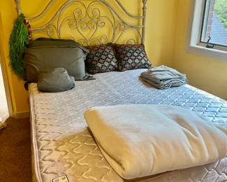 Queen Bed with Iron Headboard