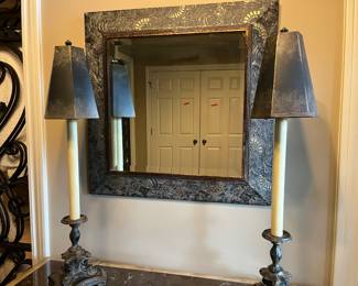 Mirror & 2 Candle stick Lamps