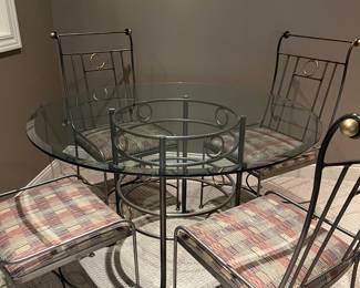 Glass Top Table with metal Base & 4 Chairs