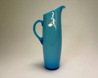 Moretti Style Blue Glass Pitcher
