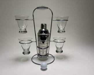 Vintage Cocktail Shaker and Glasses