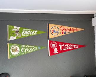 Vintage Philadelphia Sports Pennants - Eagles, 76ers
