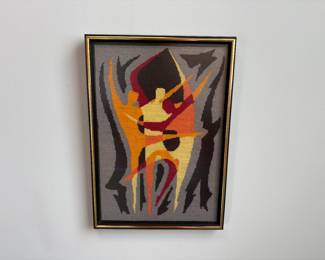 Framed Needlepoint Colorful Dancers