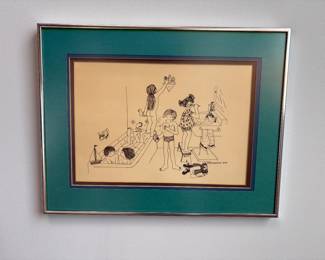 Cartoon Bathroom Print 1970s