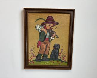 Needlepoint Boy w. Dog