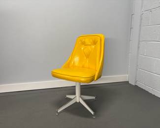 Vintage Yellow Tufted Vinyl Chair (2)