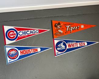 Vintage MLB Pennants - Cubs, Tigers, White Sox, Astros