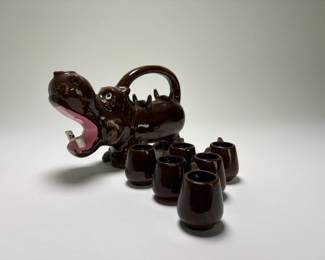 Hippoe Ceramic Decanter and Shot Glasses