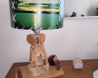 Owl cork lamp