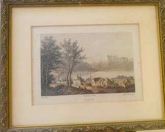 early 19th century engraving "Clarens" of a lakeside village on the shores of Lake Geneva Switzerland--charming