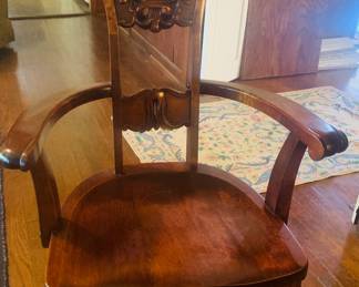 early "North Wind" carved mahogany armchair by the Michigan Chair Company