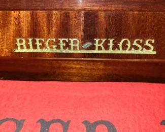 Rieger Kloss model 122 Demichippendale upright piano and adjustable bench