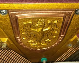 Rieger Kloss model 122 Demichippendale upright piano and adjustable bench