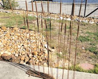 Vintage metal cattails sculpture from Poland