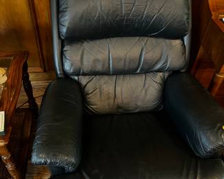 Comfortable great condition!  Blue leather recliner