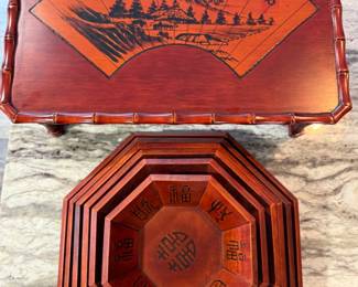 297 Rosewood6BowlNestingBowlSetandRaisedTray